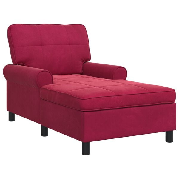 vidaXL Chaise Lounge con cuscino Rosso Vino 91 x 157 x 91 cm Velluto