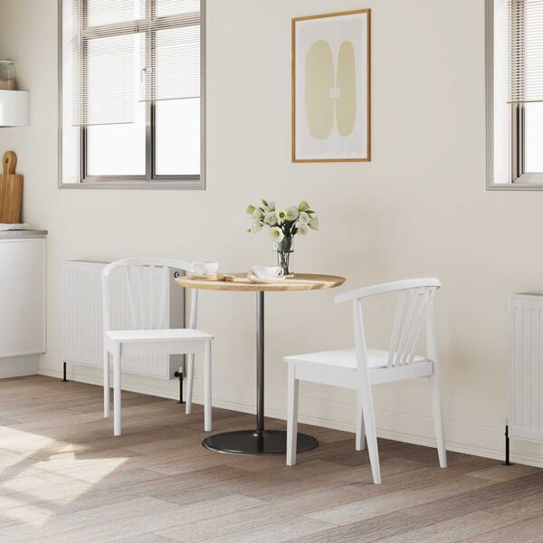 vidaXL Sedia da pranzo 2 pcs Bianco Legno di gomma massiccio