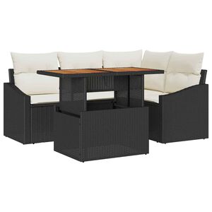vidaXL Set Divano da Giardino 5 pz Nero Poly Rattan