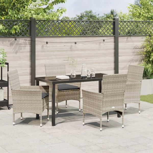 vidaXL Set da Pranzo per Giardino 5 pcs Grigio chiaro polyrattan
