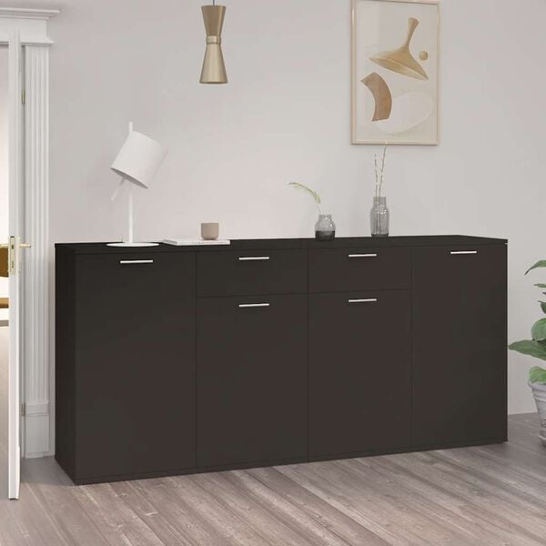 vidaXL Credenza Nera 160x36x75 cm in Legno Multistrato