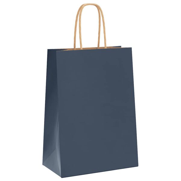 vidaXL Sacchetti di Carta 50 pz con Manici Blu 15x8x21 cm