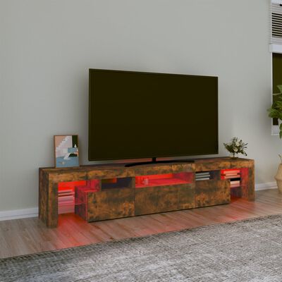 vidaXL Mobile Porta TV con Luci LED Rovere Fumo 200x36,5x40 cm