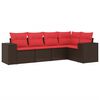 vidaXL Set Divani da Giardino 5 pz con Cuscini Marrone in Polyrattan