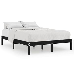 vidaXL Giroletto Nero in Legno Massello 135x190 cm Double