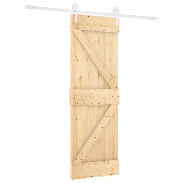 vidaXL Porta Scorrevole con Set Hardware 70x210 cm Legno Massello Pino