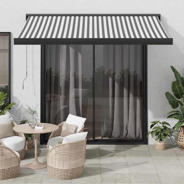 vidaXL Tenda da Sole Antracite e Bianca 3x2,5 m Tessuto e Alluminio