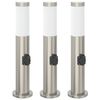 vidaXL Lampioni a palo con presa elettrica 3 pz 50 cm Acciaio Inox IP44