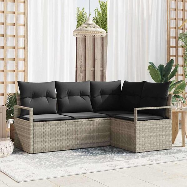 vidaXL Set di divani 4 pcs Grigio chiaro polyrattan
