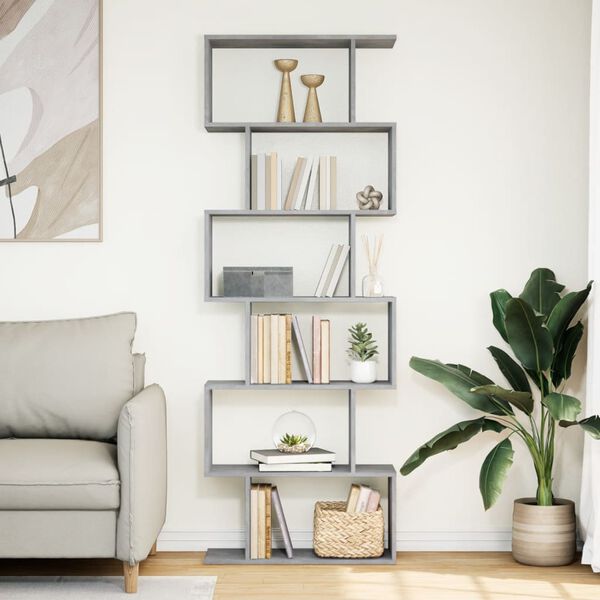 vidaXL Libreria Divisorio 6Piani Grigio Cemento 70x24x193cm Truciolato