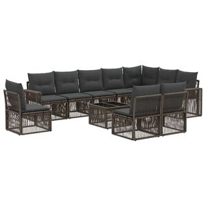 vidaXL Set Divano da Giardino 11 pz Grigio e Grigio Scuro polyrattan
