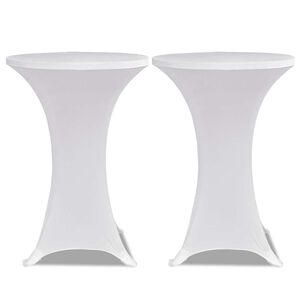 vidaXL Copritavolo ?60 cm Bianco Tessuto elasticizzato 2 pezzi