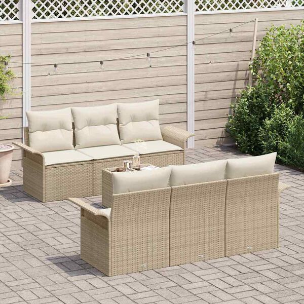 vidaXL Set Divano da Giardino 7 pcs Beige e Crema polyrattan