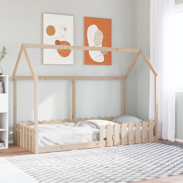 vidaXL Giroletto Casetta per Bambini 90x200 cm Legno Massello di Pino