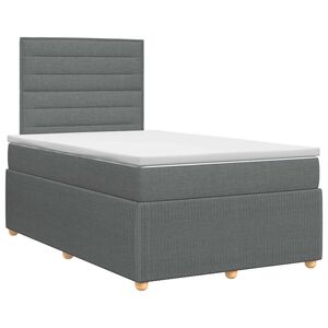vidaXL Letto box spring con materasso Grigio Scuro 120 x 190 cm