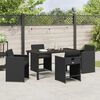 vidaXL Set da Pranzo per Giardino con cuscino 5 pcs Nero polyrattan