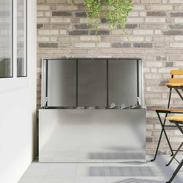 vidaXL Scatola di Stoccaggio Esterno Argento 100 x 50,5 x 50 cm