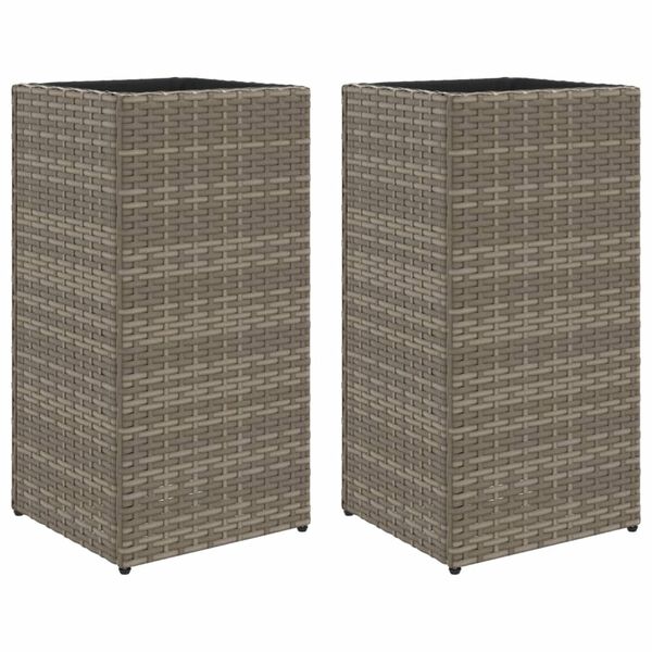 vidaXL Fioriere da Giardino 2 pz Grigie 30x30x60 cm in Polyrattan
