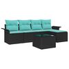 vidaXL Set Divano da Giardino con cuscino 6 pcs Nero polyrattan