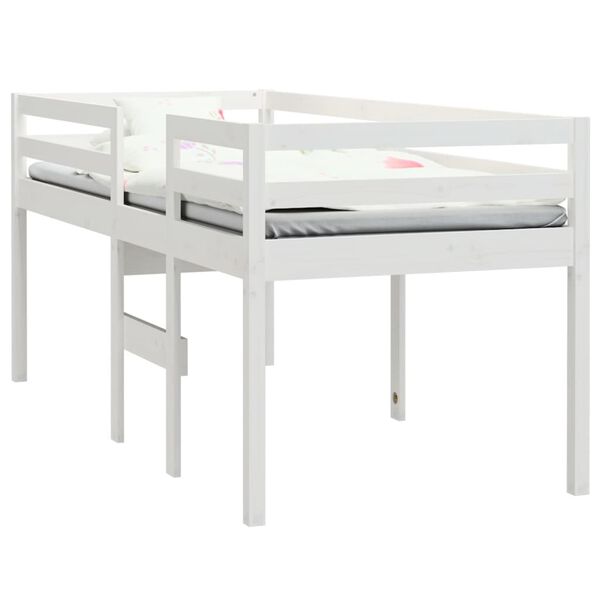 vidaXL Letto a Soppalco Bianco 80x200 cm in Legno Massello di Pino