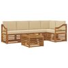 vidaXL Set divani 6 pcs Naturale e Beige Legno di Acacia Massello