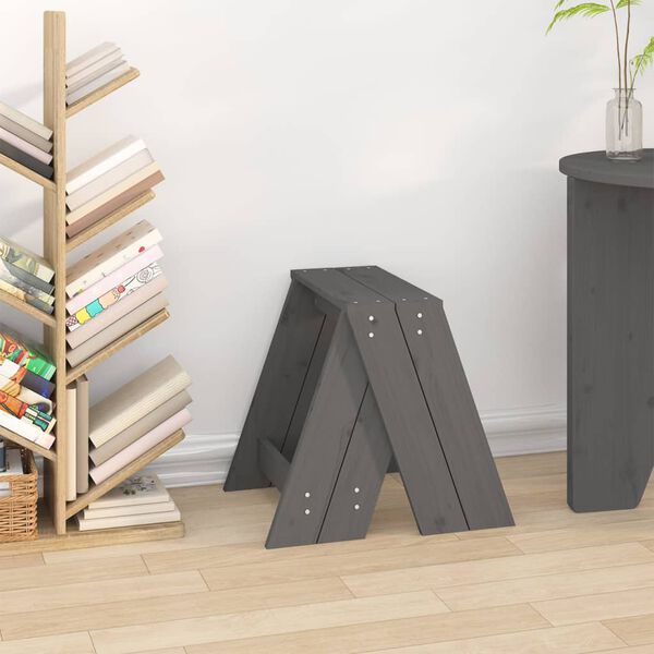 vidaXL Sgabelli 2 pz grigio 40x40x45 cm in Legno Massello di Pino
