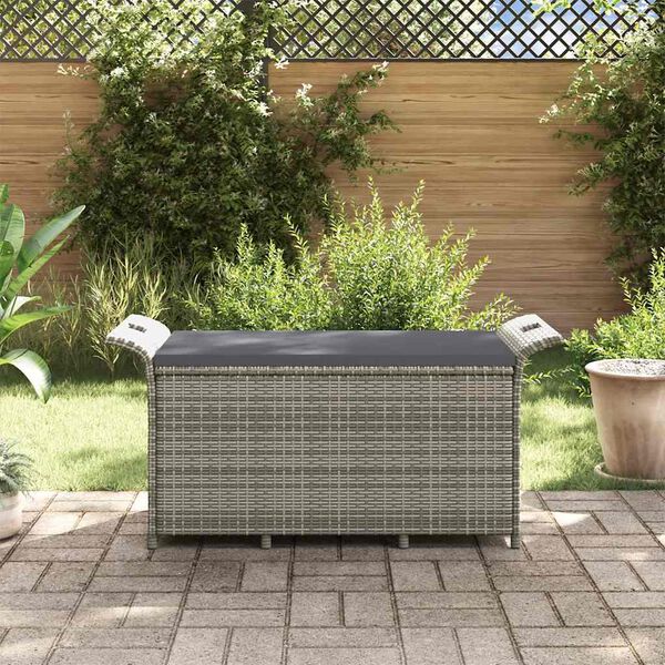 vidaXL Panca da Giardino con Cuscino Grigio 116x46x57 cm in Polyrattan