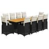 vidaXL Set da Bistr&ograve; da Giardino 11 pz con Cuscini Nero in Polyrattan