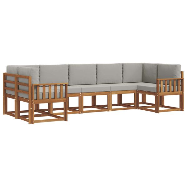 vidaXL Set di divani da esterno 7 pcs Grigio Naturale e Chiaro
