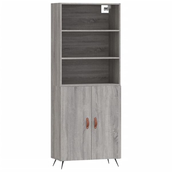 vidaXL Credenza Grigio Sonoma 69,5x34x180 cm in Legno Multistrato