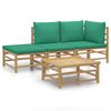 vidaXL Set Salotto da Giardino 4pz con Cuscini Verdi Bamb&ugrave;