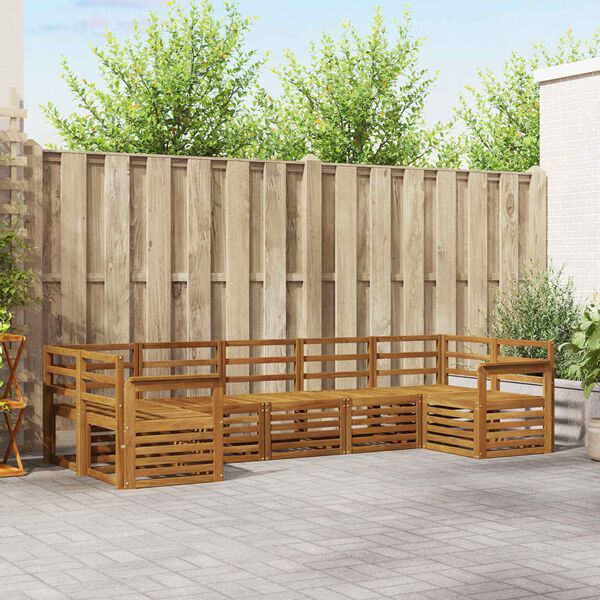 vidaXL Set divani 7 pcs Naturale Legno di Acacia Massello