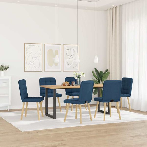 vidaXL Sedie da Pranzo 6 pz Blu in Tessuto