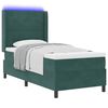 vidaXL Letto con Box Springs LED e Materasso Verde Scuro 90 x 200 cm