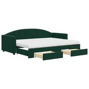 vidaXL Divano Letto Estraibile Cassetti Verde Scuro 80x200cm Velluto