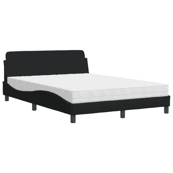 vidaXL Letto con Materasso Dover Nero 140x190 cm in Tessuto
