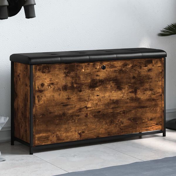 vidaXL Panca Portascarpe Cassetto Ribaltabile Rovere Fumo 102x32x56cm