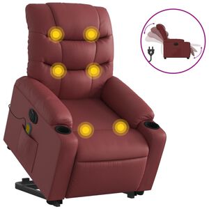vidaXL Poltrona Alzapersona Reclinabile Rosso Vino in Similpelle