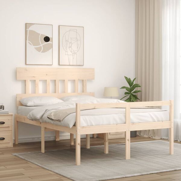 vidaXL Letto per Anziani con Testiera 120x200 cm in Legno Massello
