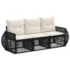 vidaXL Set Divano da Giardino 3 pz Nero e Bianco Crema polyrattan