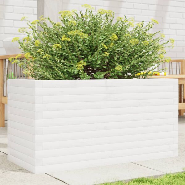 vidaXL Fioriera da Giardino Bianca 90x40x46 cm Legno Massello di Pino