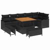 vidaXL Set Divano da Giardino con cuscino con archiviazione 9 pcs Nero