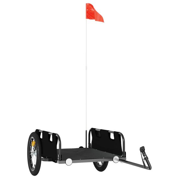 vidaXL Rimorchio da Bici Nero Oxford e Ferro