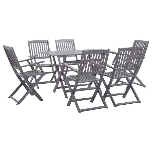 vidaXL Set da Pranzo per Giardino 7 pz Legno Massello di Acacia Grigio