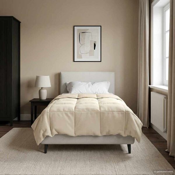 vidaXL Duvet Invernale Trapuntato Crema 135 x 200 cm Microfibra