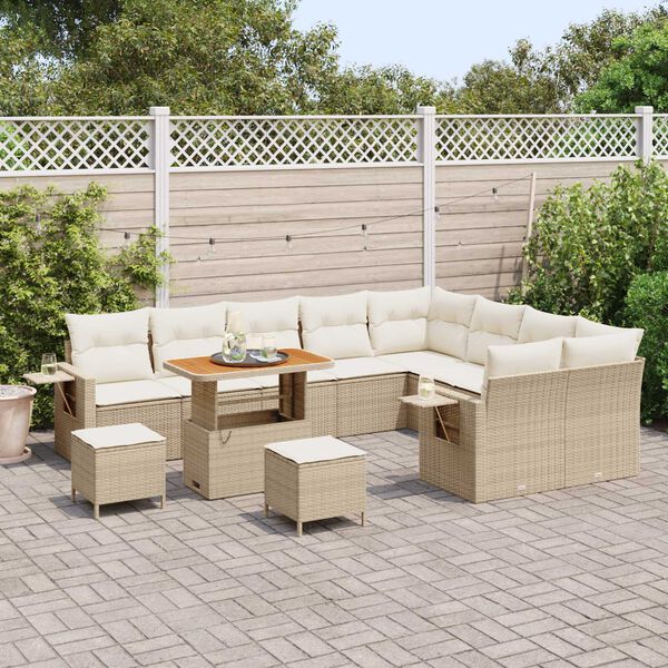 vidaXL Set Divano da Giardino con cuscino 12 pcs beige e panna
