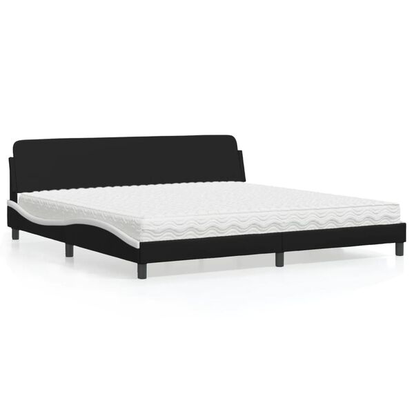 vidaXL Letto con Materasso Dover Nero e Bianco 200x200cm in Similpelle
