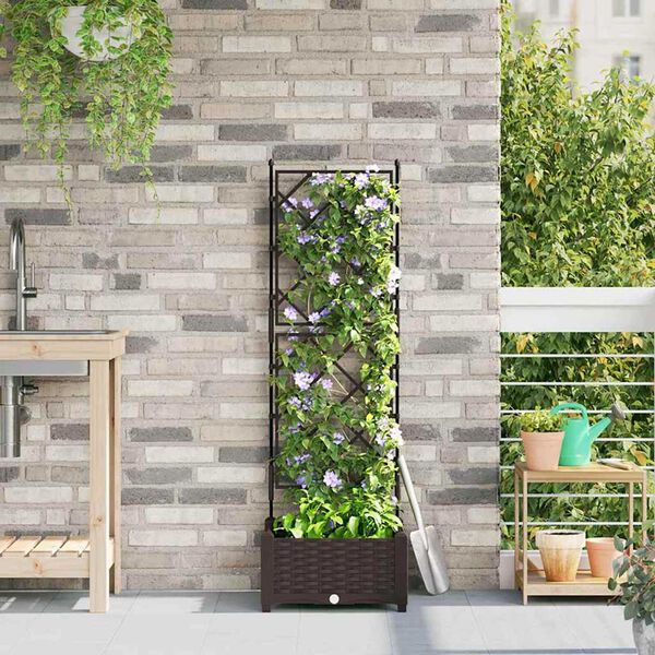 vidaXL Vaso da Giardino con Trellis Grigio 40 x 40 x 125.5 cm PP