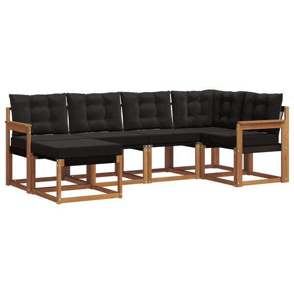 vidaXL Set di divani da esterno con cuscino 6 pcs Naturale e Nero