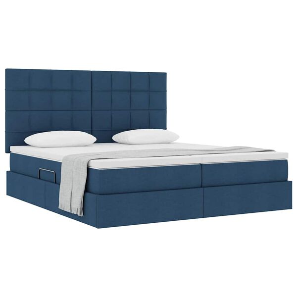 vidaXL Letto con Contenitore Blu 200 x 200 cm Pelle Sintetica